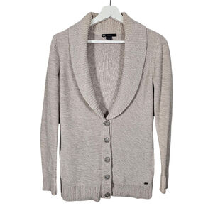 Armani Exchange Beige 100% Cotton Cardigan Sweater with Shawl Collar Sz XS